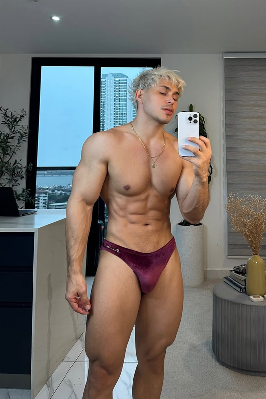 Velvety Scrunch-Butt Bikini Briefs - Maroon