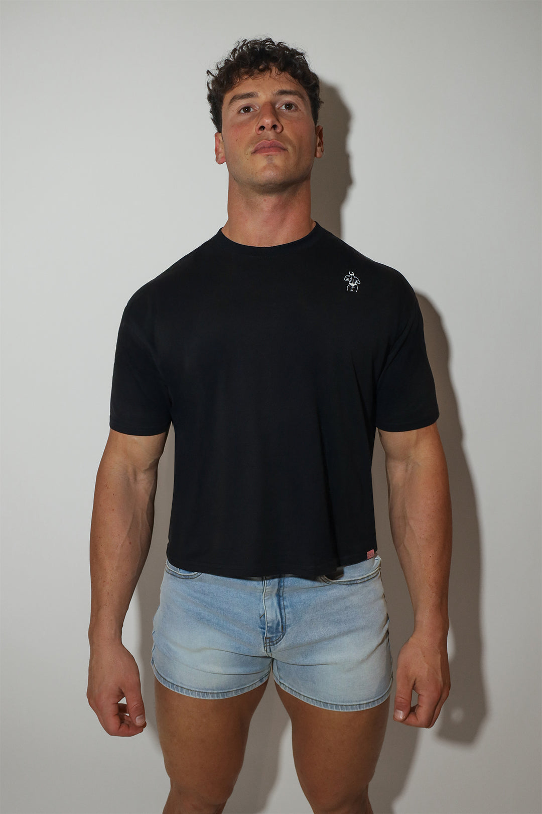 Oversized Relaxed Crop Top - Midnight Black