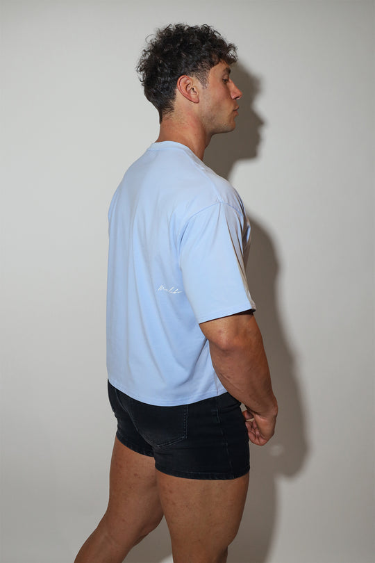 Oversized Relaxed Crop Top - Baby Blue