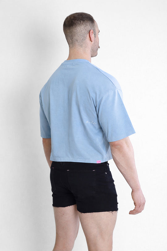Oversized Relaxed Crop Top - Baby Blue