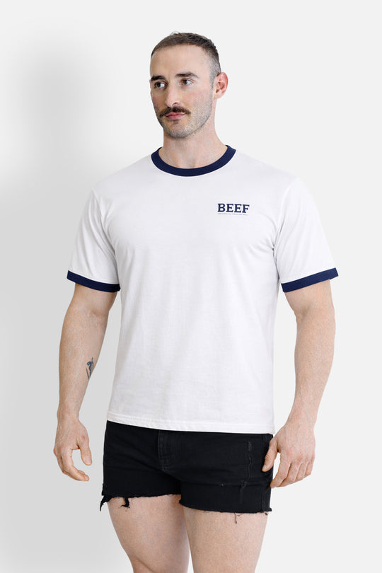 Field Day Ringer Tee - White w/ Blue Trim